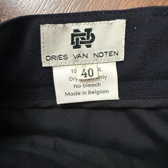 Dries Van Noten Womens Pleated Wool Dress Pants Business Career Navy Sz40 (US 4) - Picture 6 of 8
